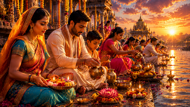 Holy River Bath And Charity Rituals