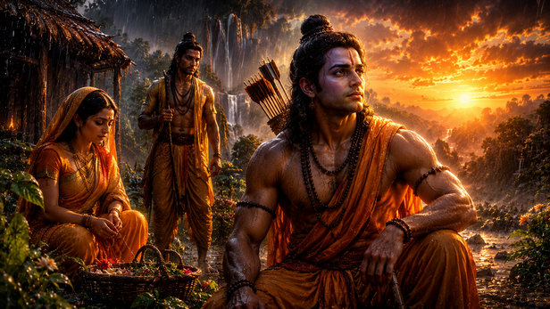 Lord Ram Walking In Forest Exile