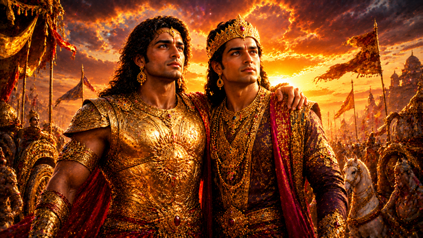 Duryodhan Standing Beside Karna
