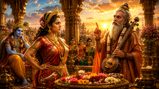 Krishna Standing Beside Narad Muni