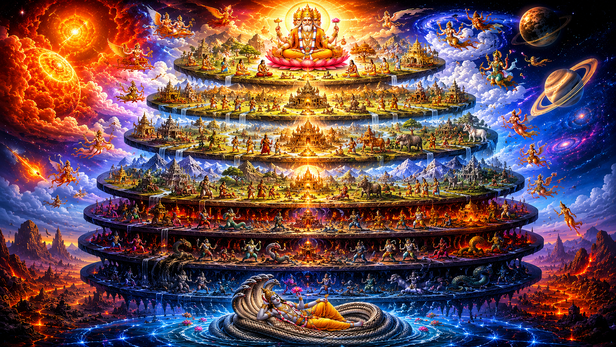 Ancient Hindu Cosmic Universe Illustration