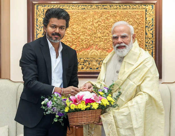 Tamil Nadu Chief Minister Vijay meets Prime Minister Na...