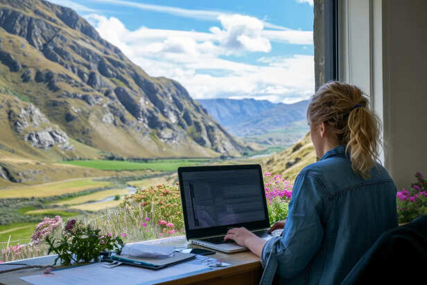 Young Traveller Researching a Vacation