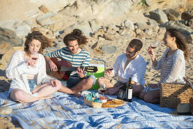 Friends Enjoying a Beach Vacation Together