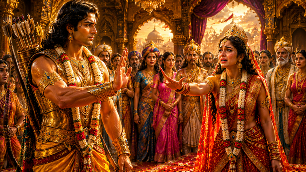 King Virata Offering Uttara's Hand to Arjuna