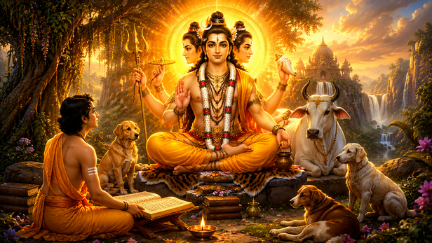 Lord Dattatreya Granting Divine Wisdom