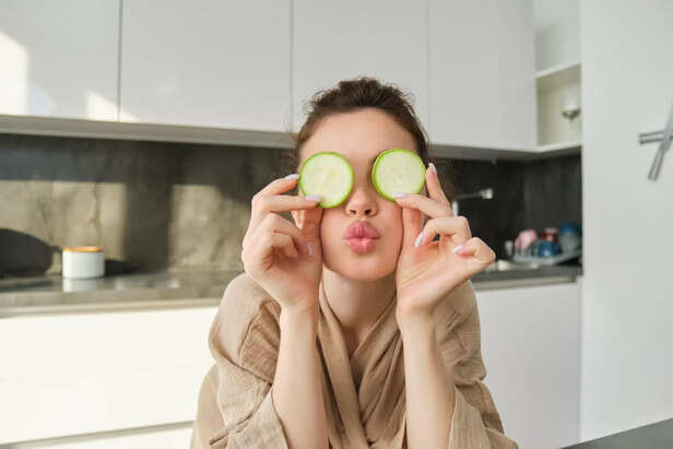 Fresh Cucumber Slices on Eyes