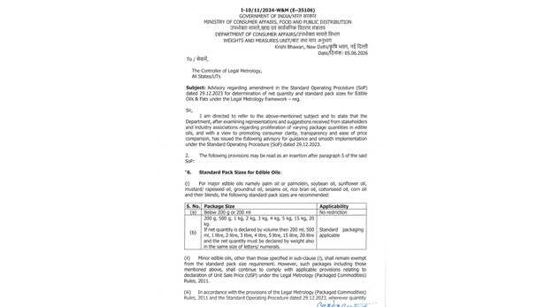 जानिए अब किन साइज में मिलेगा खाद्य तेल