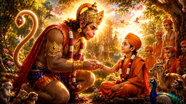 Devotees Offering Prayers To Hanuman Ji