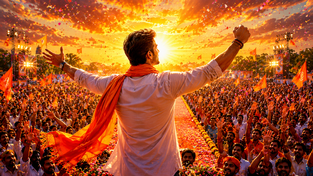 Confident Leader Standing Before A Crowd