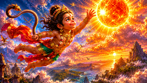 Young Hanuman Reaching For The Sun