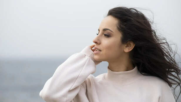 Girl breathing in the fresh air