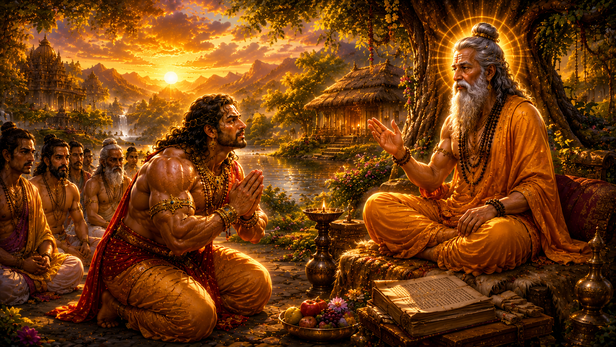 Bhima Seeking Guidance from Sage Vyasa