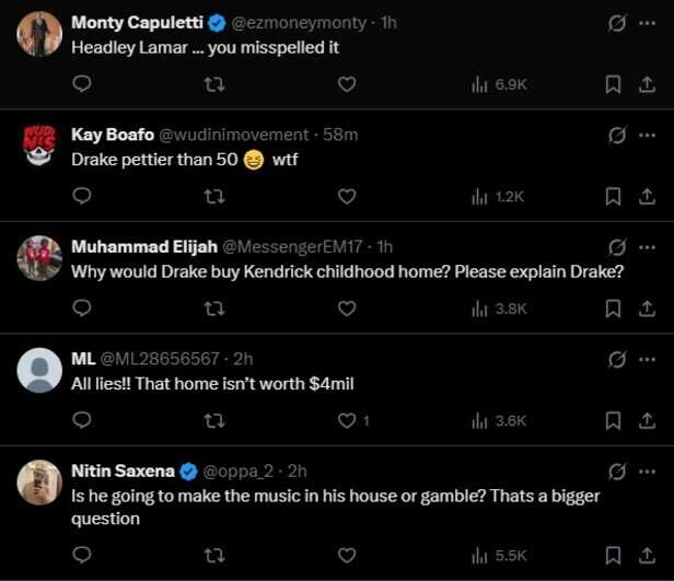 X | Is the Drake-Kendrick Lamar House Purchase Rumor Based on Facts?