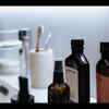 Hair Products Collected Near Bathroom Sink