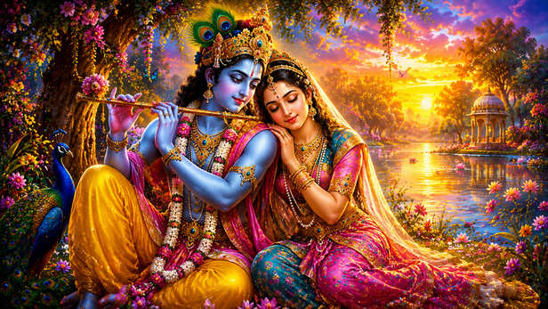 A peaceful sunrise over Vrindavan