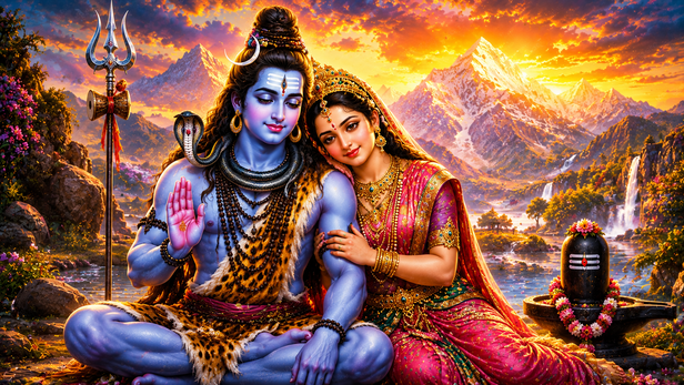 Lord Shiva and Goddess Parvati together
