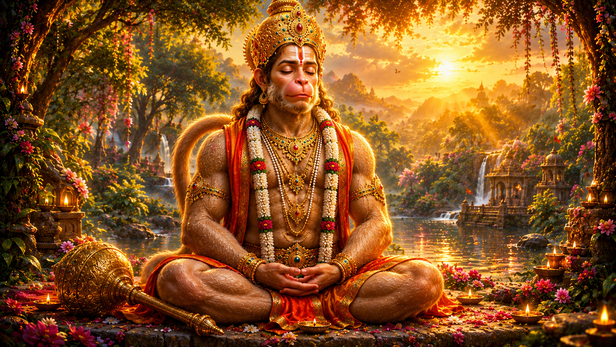 Ancient sages blessing young Hanuman