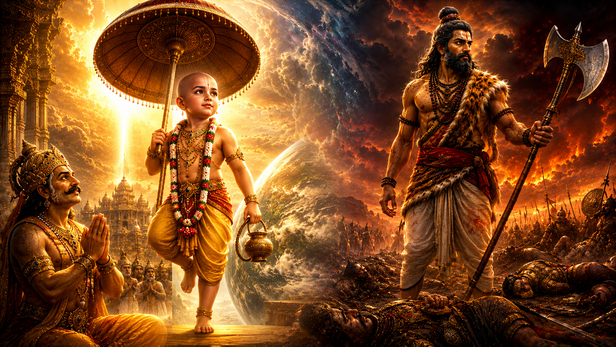 Vamana and Parashurama Restoring Cosmic Order