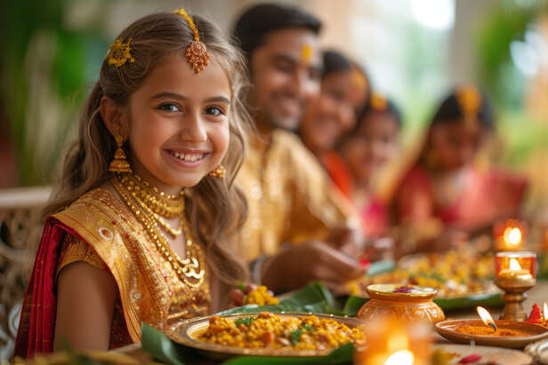 Child Standing Confidently with Lord Hanuman's Blessings