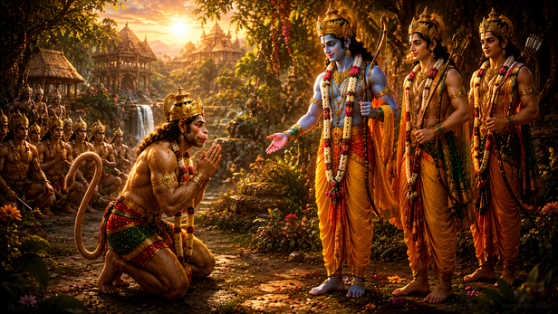 Hanuman Meeting Lord Rama in Kishkindha