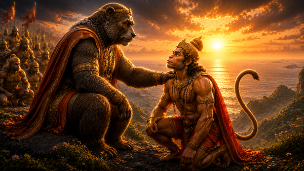 Jambavan Inspires Hanuman Before the Great Leap