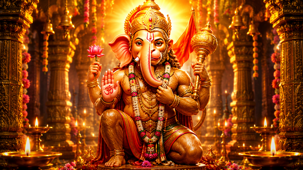 Rare Combined Idol of Lord Ganesha and Lord Hanuman