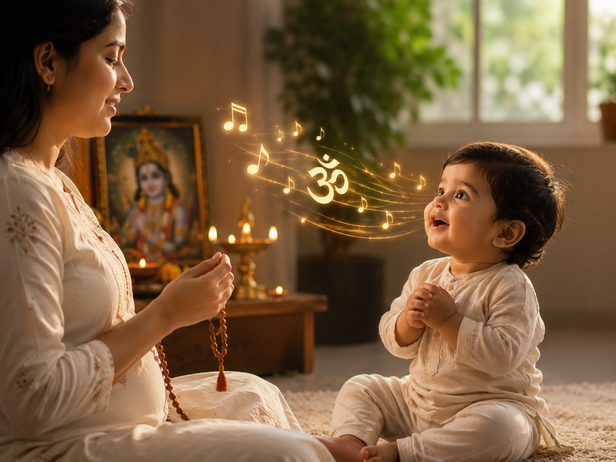Kid reciting mantras