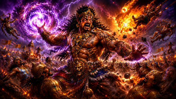 Ghatotkacha using magical powers in battle