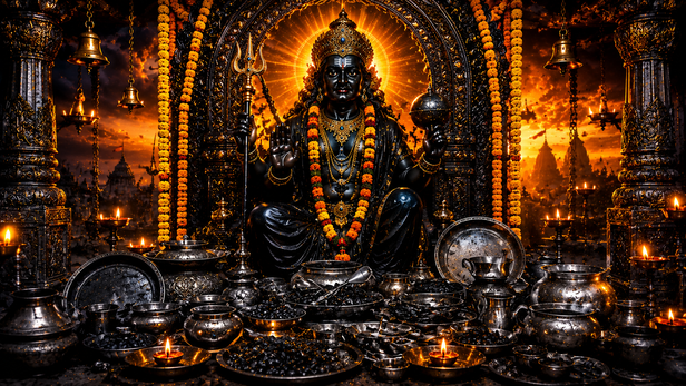 Iron utensils placed before Shani Dev