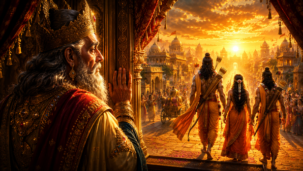 King Dasharatha Watching Rama Leave Ayodhya