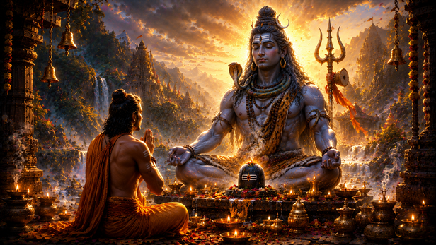 Devotee Offering Prayers to Lord Rudra
