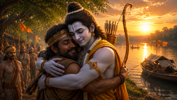 Lord Rama meeting the ascetic Shambuka in a forest