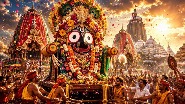 Lord Jagannath idol inside Jagannath Temple in Puri