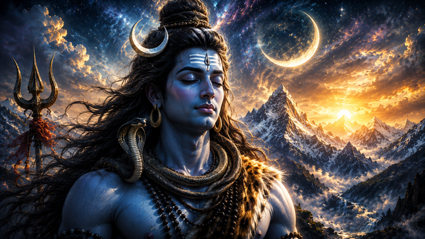 Lord Shiva with Jata and Crescent Moon