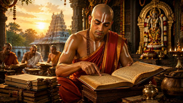 Ramanujacharya Studying Scriptures
