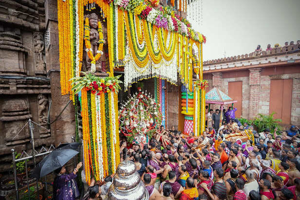 Devotees carry Lord Balabhadra