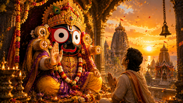 Lord Jagannatha Blessing a Calm Devotee