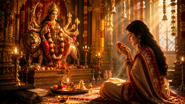 Devotee Taking a Navratri Sankalp
