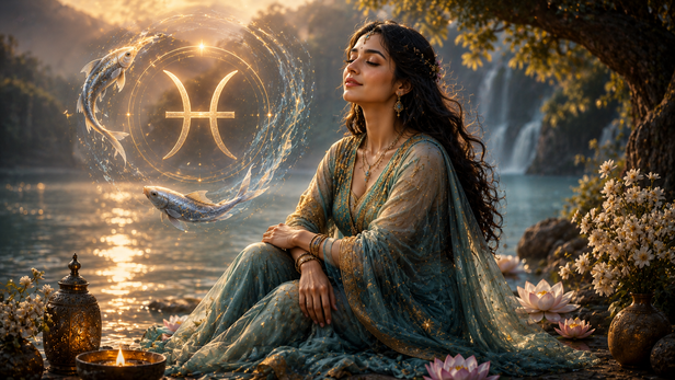 Peaceful Pisces Woman Near Water