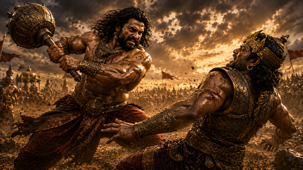 Bhima Fighting Duryodhana with His Mace