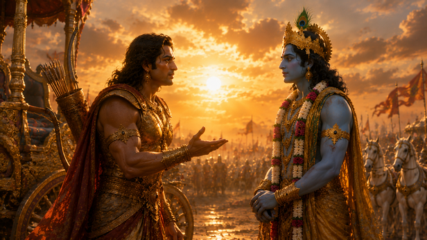 Krishna Holding the Reins with Steady Hands