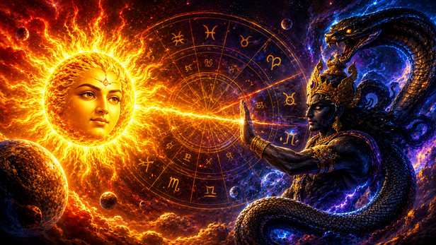 Sun and Rahu Forming Shadashtak Yog