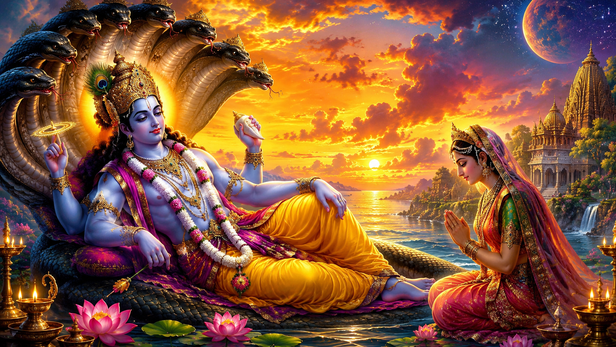 Lord Vishnu Resting on Sheshnag