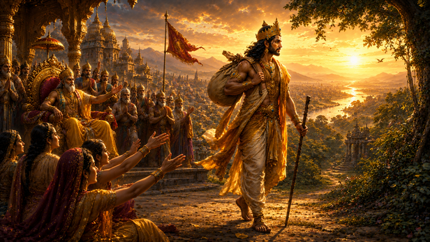 King Bharata Leaving His Kingdom