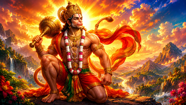 Hanuman standing at the gates of Lord Ram's kingdom