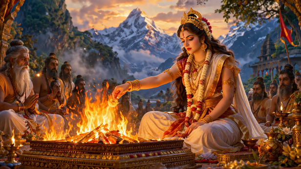 Goddess Sati performing divine sacrifice
