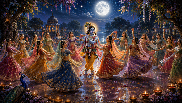 Moonlit Vrindavan during Sharad Purnima