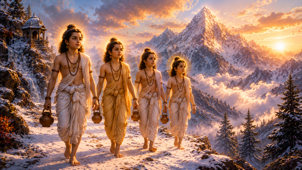The Four Kumaras Walking Through the Himalayas
