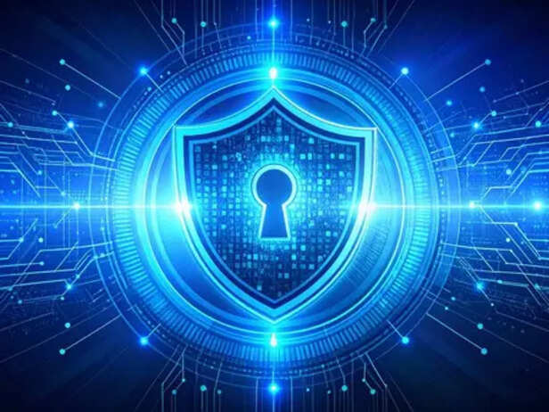 Bank of Baroda branch with cybersecurity concept